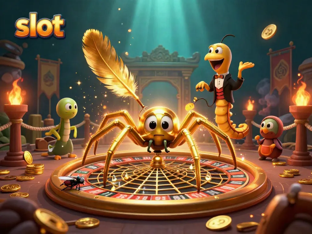 Experience the thrill of playing slot games in a vibrant casino scene filled with dynamic characters and elements.