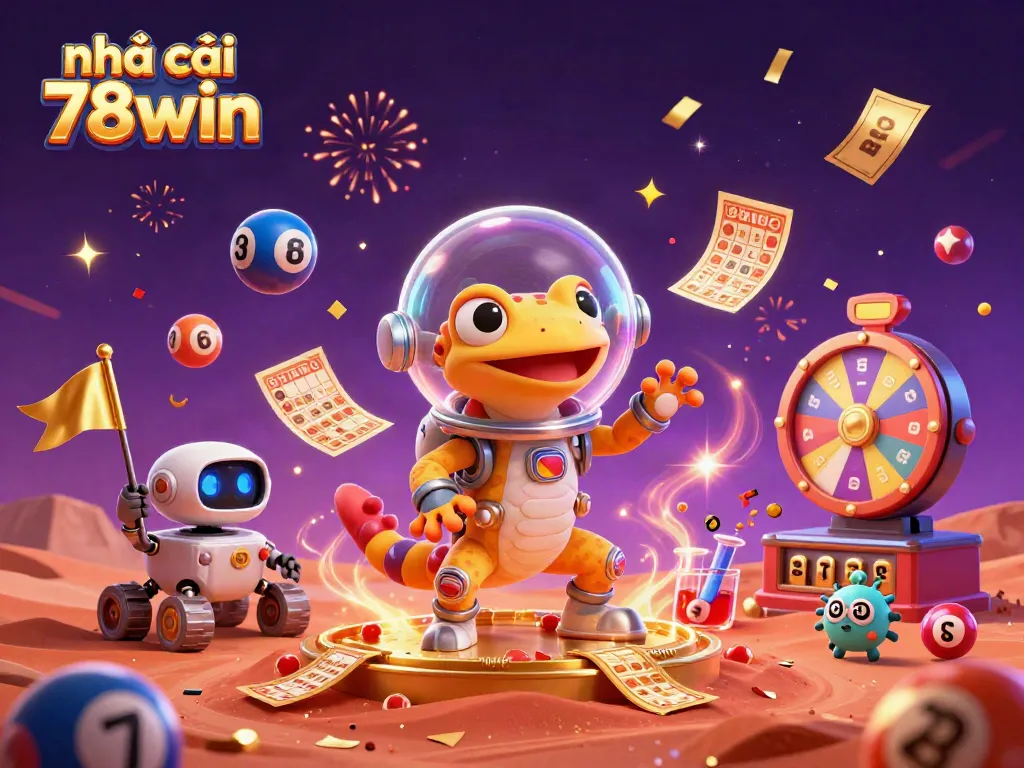 Experience the excitement of nhà cái 78win with a Martian gecko discovering a golden casino.