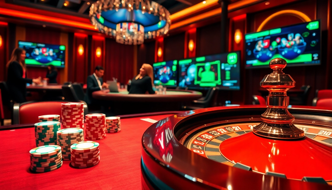 Enjoying a thrilling poker game at https://vaoluoitv.ink/ showcasing vibrant chips and strategic gameplay.