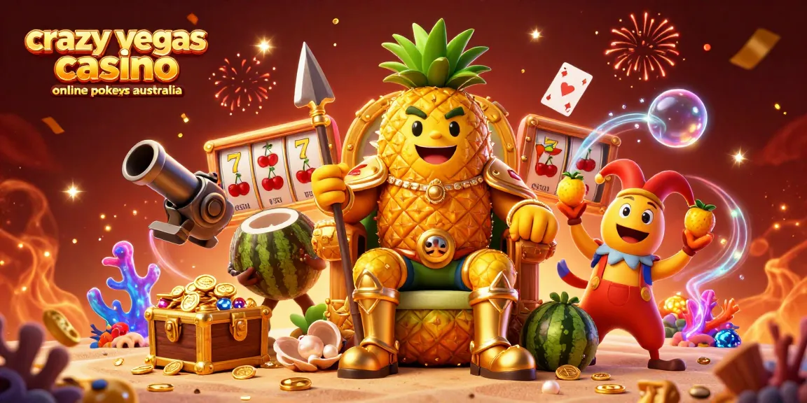 Spin to win at crazy vegas casino online pokies australia with vibrant slot reels and beach-themed characters.