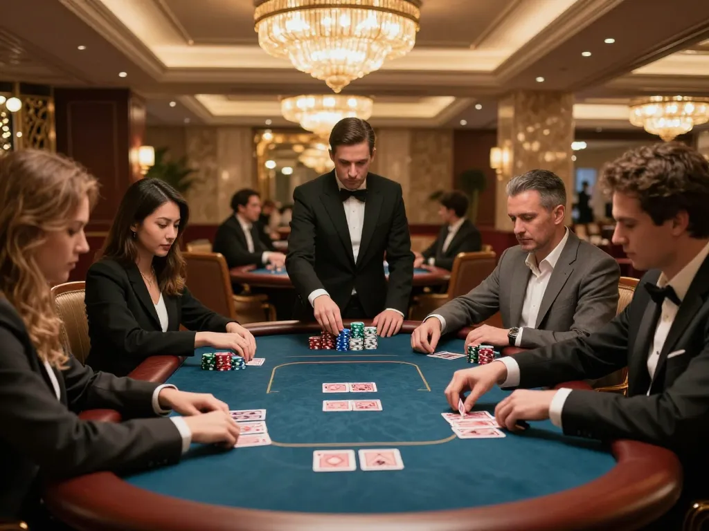 Exciting high-stakes poker action at a luxurious casino showcasing lucky88 excitement