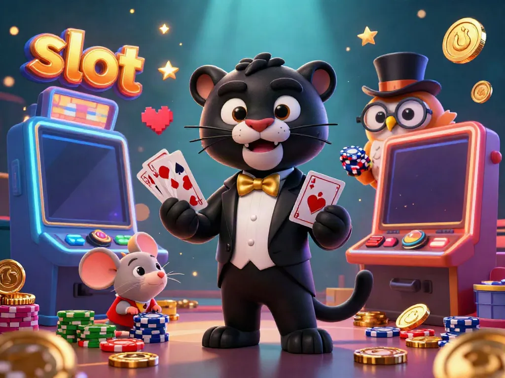 Experience thrilling slot action with colorful characters and casino game elements in a vibrant 3D scene.