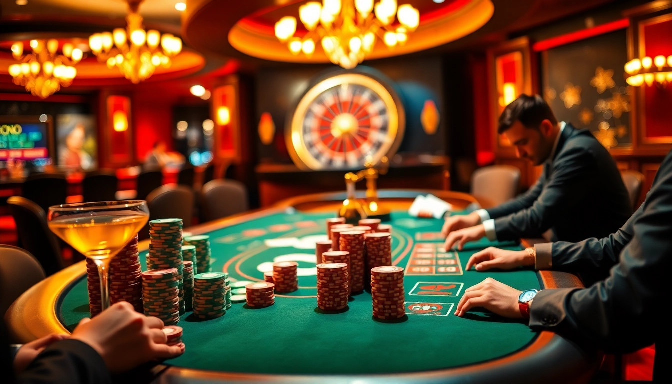 Hitclub casino scene showcasing exciting poker gameplay and vibrant roulette experience