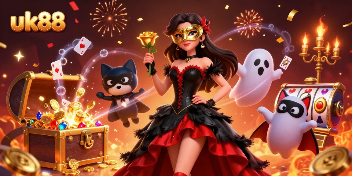 Experience thrilling wins with uk88's vibrant casino scene featuring dazzling characters and engaging game elements.