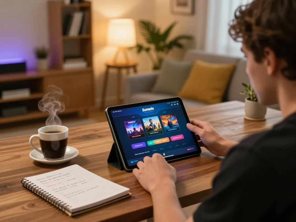 Playing Sunwin on a tablet reveals the thrill of online gaming strategy in a cozy home