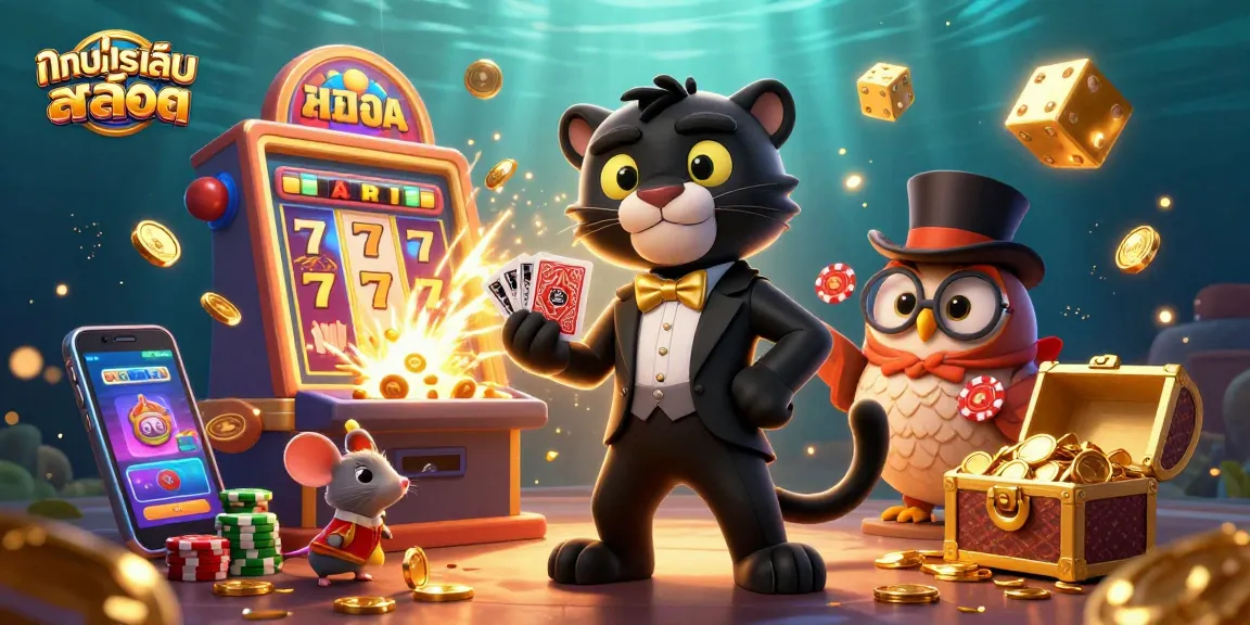 Experience ทดลองเล่นสล็อต with vibrant characters and thrilling casino elements in a colorful 3D digital environment.