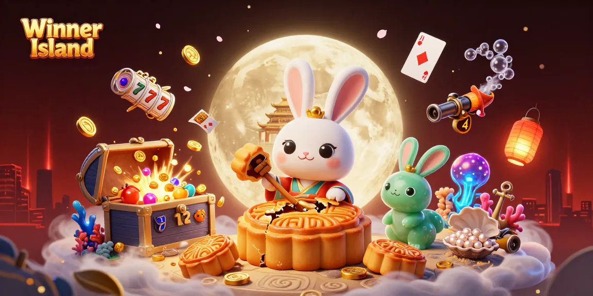 Experience the thrill at Winner Island, featuring vibrant slot reels and colorful casino elements.