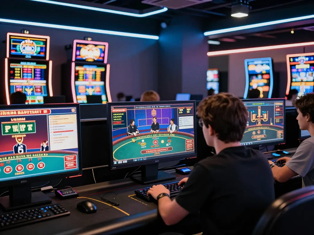 Player engaged in mixed gameplay at lv88 online casino, showcasing multi-screen setup for strategic gaming.