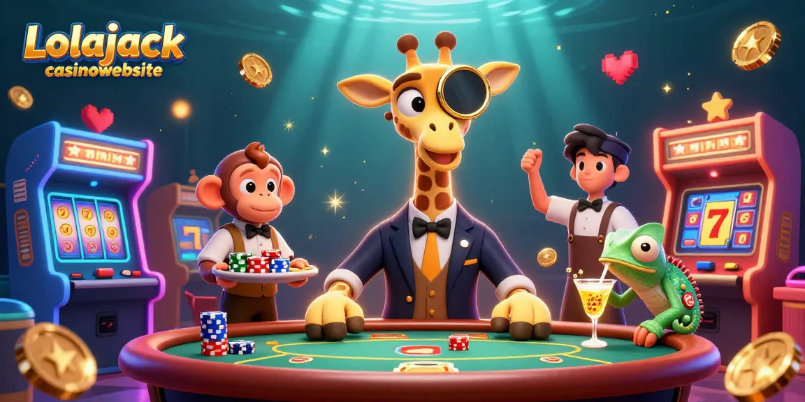 Experience the thrill of the Lolajack casinowebsite with vibrant 3D characters and casino elements.