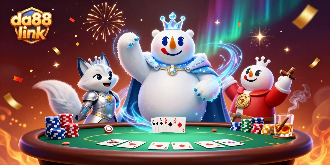 Experience the excitement of the da88 link with a dynamic poker scene featuring an ice king and fox.