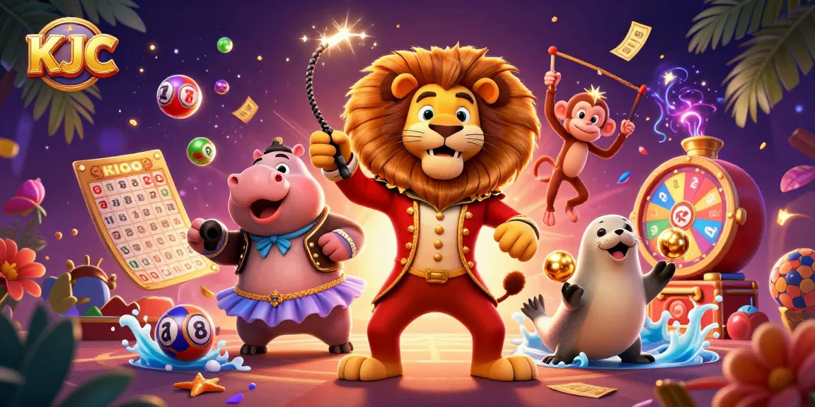 Experience KJC’s thrilling lottery scene with vibrant characters and dynamic game elements.