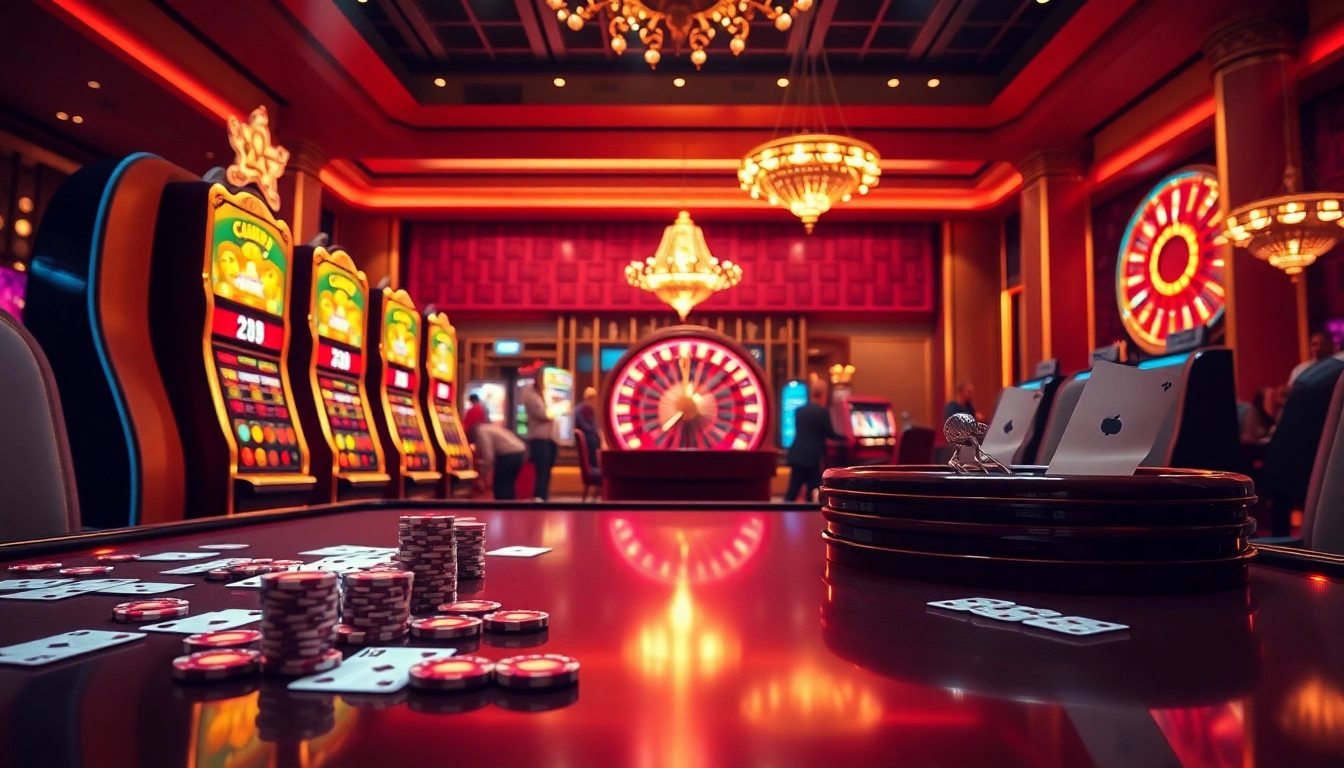 Experience the excitement of link ku88 in a luxurious online casino setting with vibrant gaming elements.