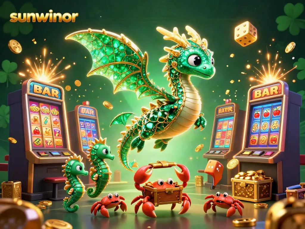 Experience jackpots with sunwinor’s vibrant gaming scene featuring a lavish sea dragon and dynamic casino elements.