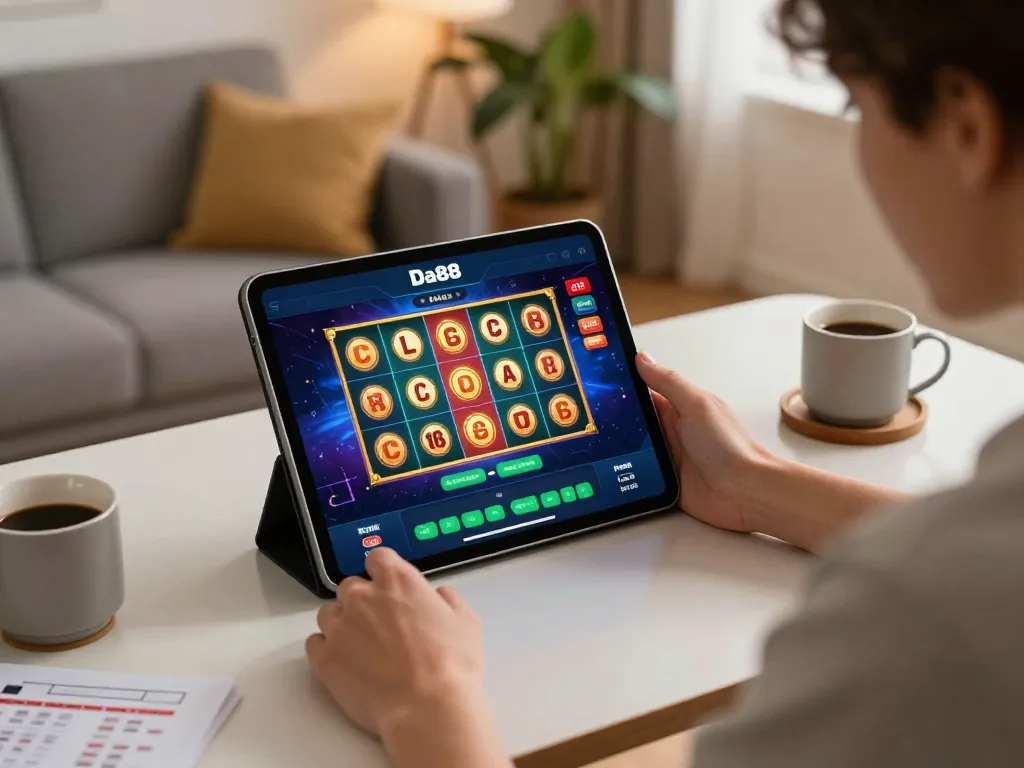 Engaging with the App Da88 for online gaming, showcasing vibrant slot game interface.